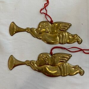 (2) Vintage metal ornaments